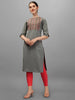 Luxurious Grey Silk Kurta with Intricate Embroidery