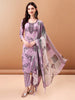 LYKCON Women's Embroidered Lavender Cotton Kurta with Matching Pant & Dupatta