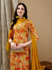 LYKCON Women’s Yellow Cotton Kurta with Floral Embroidery, Pant & Printed Dupatta – Elegant & Comfortable