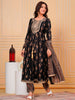 Embroidered & Leaf Printed Flared Kurta with pant & dupatta luxury premium