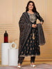 Embroidered & Leaf Printed Flared Kurta with pant & dupatta