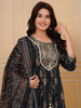 Embroidered & Leaf Printed Flared Kurta with pant & dupatta