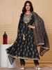 Embroidered & Leaf Printed Flared Kurta with pant & dupatta