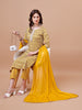 LYKCON Women's Ethnic Motifs Mustard Yellow Cotton Kurta with Pant & Dupatta Set