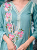 Full Front Embroidered Kurta with pant & Embroidered Organza Dupatta