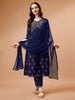 Alia Cut Embroidered & printed Kurta with pant & dupatta