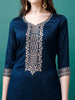 LYKCON Navy Sequined Embroidered Silk Kurta Set with Dupatta