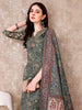 Hand Embroidered & Brasso Kurta with pant & organza printed Dupatta