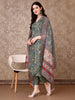 Hand Embroidered & Brasso Kurta with pant & organza printed Dupatta