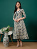 Luxe Ethnic Wear: LYKCON Women's Navy Floral Printed Anarkali Kurta Set with Pant & Dupatta