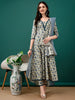 Luxe Ethnic Wear: LYKCON Women's Navy Floral Printed Anarkali Kurta Set with Pant & Dupatta