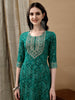 Embroidered & Bandhani Printed Flared Kurta with Pant & Printed Dupatta