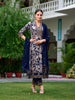 Embroidered & Botanical Printed Anarkali kurta with pant & Embroidered Dupatta