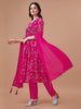 Alia Cut Hand embroidered Floral print Kurta with pant & dupatta