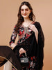 Bold & Beautiful: LYKCON Women's Black Rayon Kurta with Floral Embroidery & Dupatta