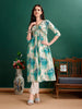 Alia Cut Floral Printed & Embroidered Kurta with pant & dupatta Set Premium Luxury