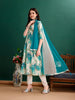 Alia Cut Floral Printed & Embroidered Kurta with pant & dupatta Set Premium Luxury