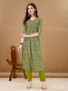 "LYKCON Women's Green Rayon Kurta Set – Embroidered Floral A-Line Design with Pant & Dupatta