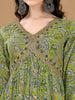 "LYKCON Women's Green Rayon Kurta Set – Embroidered Floral A-Line Design with Pant & Dupatta