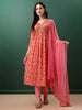 Alia Cut Floral Printed & Embroidered Kurta with pant & dupatta Set