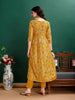 Radiant Mustard: LYKCON Women's Floral Embroidered Rayon A-Line Kurta Set