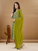 "LYKCON Women's Green Rayon Kurta Set – Embroidered Floral A-Line Design with Pant & Dupatta