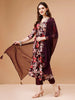 Elegance in Wine: LYKCON Women's Embroidered Rayon A-Line Kurta Set