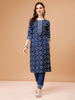 Blue Ikat Print Kurta Set for Festive and Casual Wear