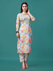 Embroidered & Printed Multicolor kurta with pant & printed Dupatta