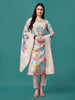 Embroidered & Printed Multicolor kurta with pant & printed Dupatta