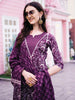 Effortless Elegance: LYKCON Purple Floral Printed Cotton Kurta Set with Lace Detailing