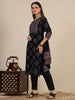 Printed Applique Yoke Rayon Suit Set with Dupatta