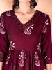 Elegant Wine Embroidered Flared Kurta Set with Pant & Dupatta - LYKCON