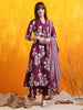 Graceful Purple Rayon Kurta with Embroidery and Prints