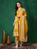 Embroidered & Printed Flared kurta with pant & Dupatta