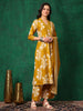 Embroidered & Printed Flared kurta with pant & Dupatta