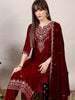 Embroidered Velvet Kurta With pant & Dupatta