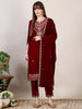 Embroidered Velvet Kurta With pant & Dupatta