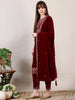 Embroidered Velvet Kurta With pant & Dupatta