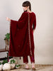 Embroidered Velvet Kurta With pant & Dupatta