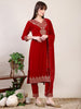 Embroidered Velvet Kurta With pant & Dupatta