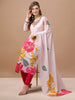 Hand embroidered Floral printed Muslin Kurta pant & dupatta