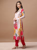 Hand embroidered Floral printed Muslin Kurta pant & dupatta