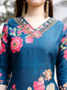 Hand embroidered Floral printed Muslin Kurta with pant & dupatta