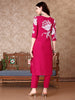 Hand Embroidered & Floral Printed Pure Silk Kurta with Pant & Dupatta