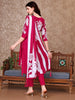 Hand Embroidered & Floral Printed Pure Silk Kurta with Pant & Dupatta