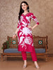 Hand Embroidered & Floral Printed Pure Silk Kurta with Pant & Dupatta