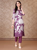 Hand Embroidered & Floral Printed Pure Silk Kurta with Pant & Dupatta