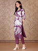 Hand Embroidered & Floral Printed Pure Silk Kurta with Pant & Dupatta