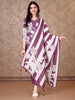 Hand Embroidered & Floral Printed Pure Silk Kurta with Pant & Dupatta